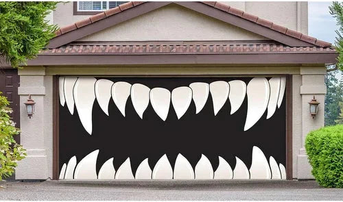Cromos | Décoration de Porte de Garage Halloween – Housse Décorative Festive Effet Hanté pour Garage